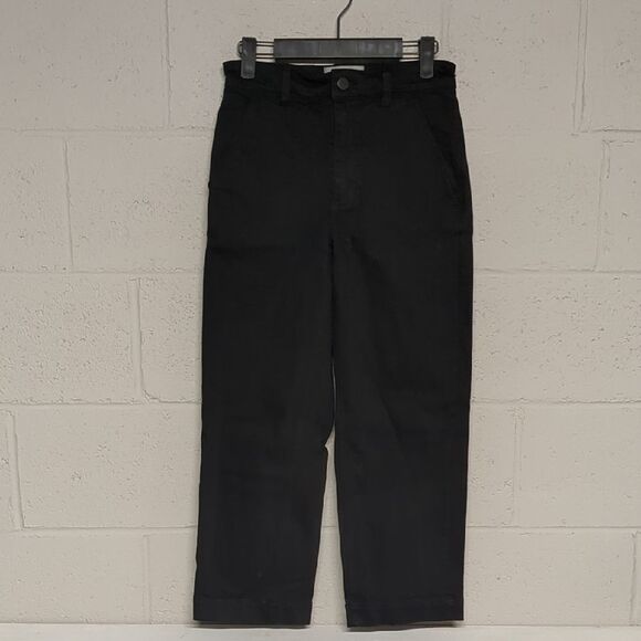 Everlane Black Straight CroppeHigh Waist Pants, Size 0 Short, Minimalist - Picture 2 of 7